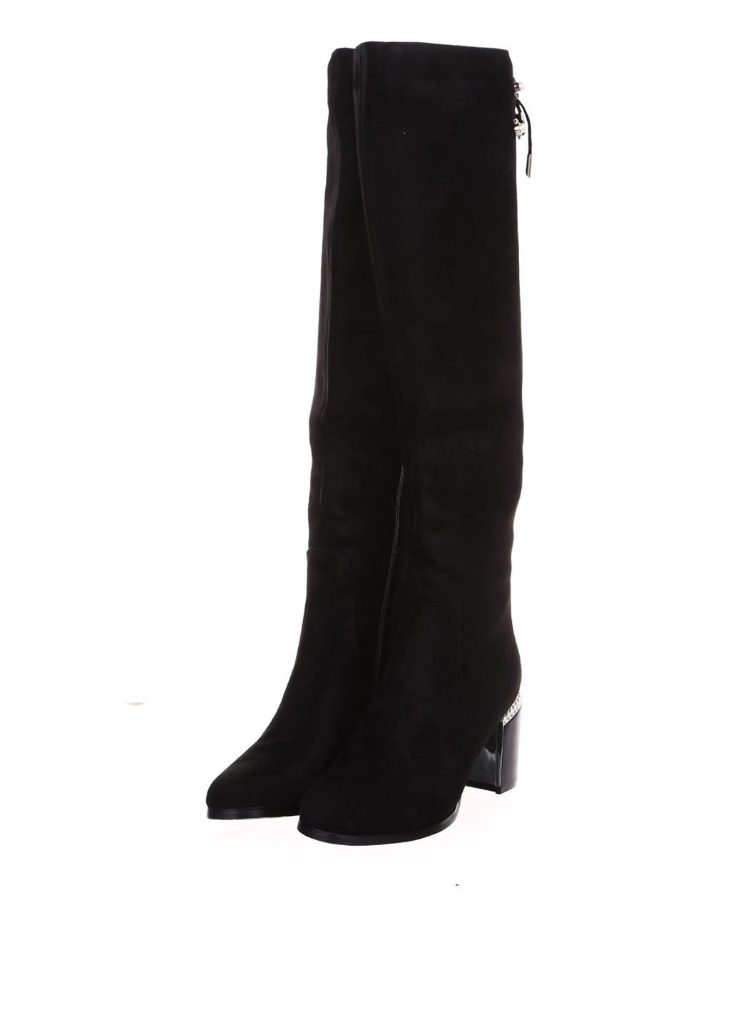 Черные зимние ботфорты Blizzarini на высоком каблуке с шнуровкой