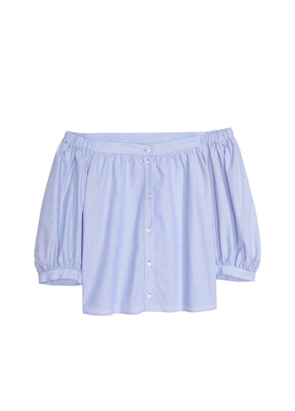 Голубая летняя блузка с открытыми плечами H&M