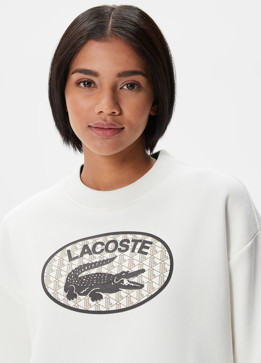 Світшот Lacoste - Прямий крій логотип білий кежуал, спортивний бавовна - (276537021)