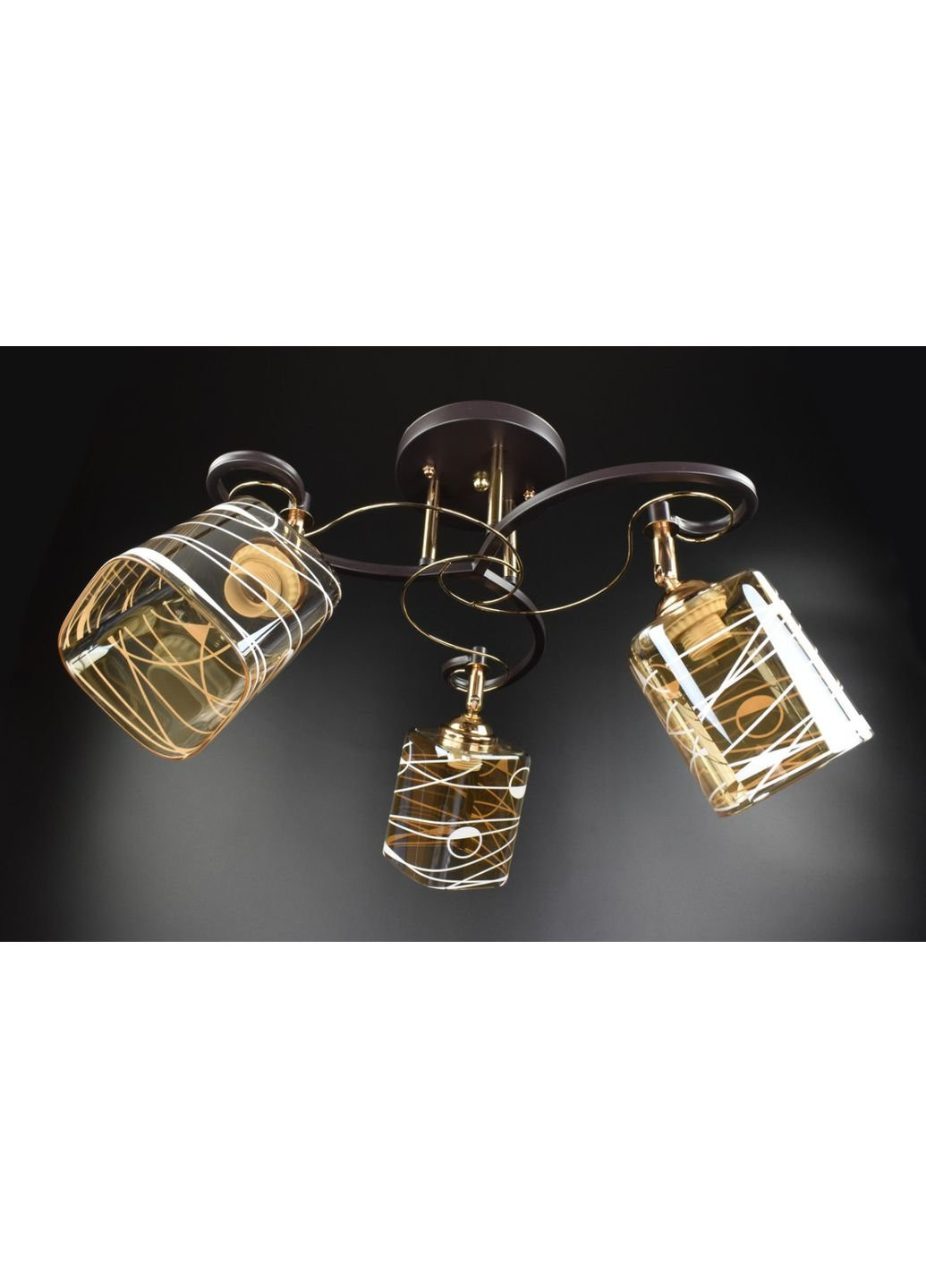 Люстра потолочная на 3 лампочки 7182/3A Коричневый 32х49х49 см. Sunnysky (253629486)