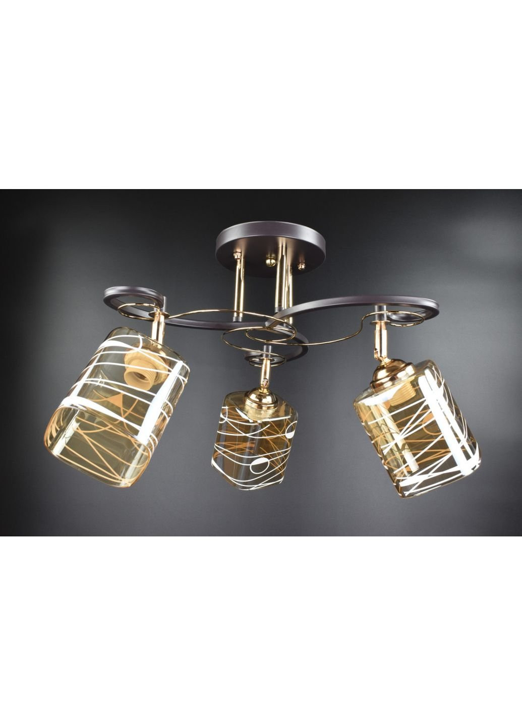 Люстра потолочная на 3 лампочки 7182/3A Коричневый 32х49х49 см. Sunnysky (253629486)