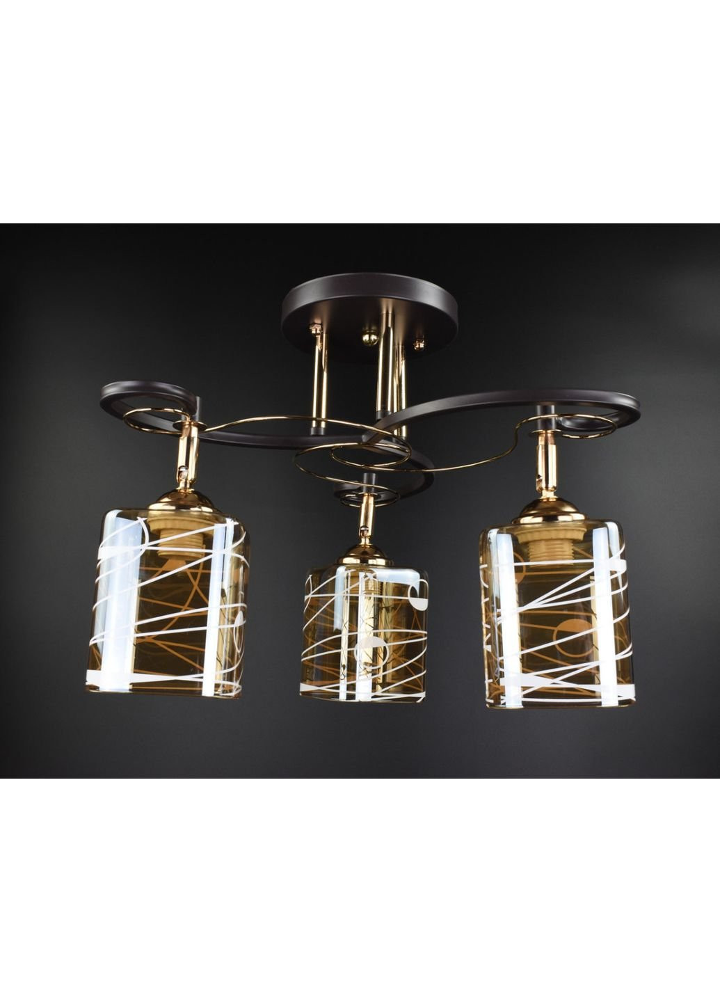 Люстра потолочная на 3 лампочки 7182/3A Коричневый 32х49х49 см. Sunnysky (253629486)