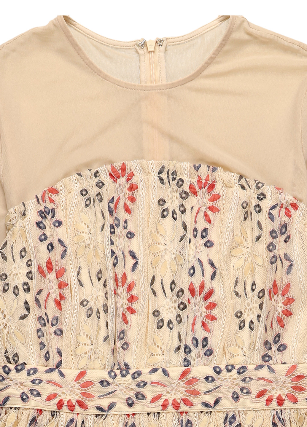 Бежевое праздничный платье колокол Lost Ink с орнаментом