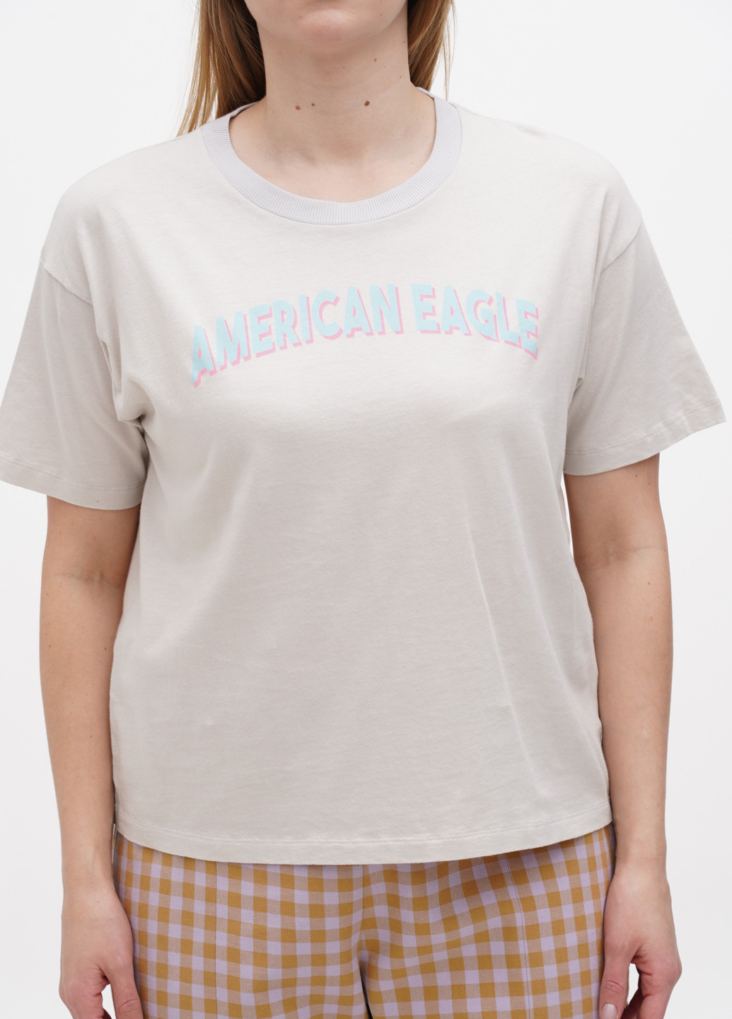 Молочная летняя футболка American Eagle