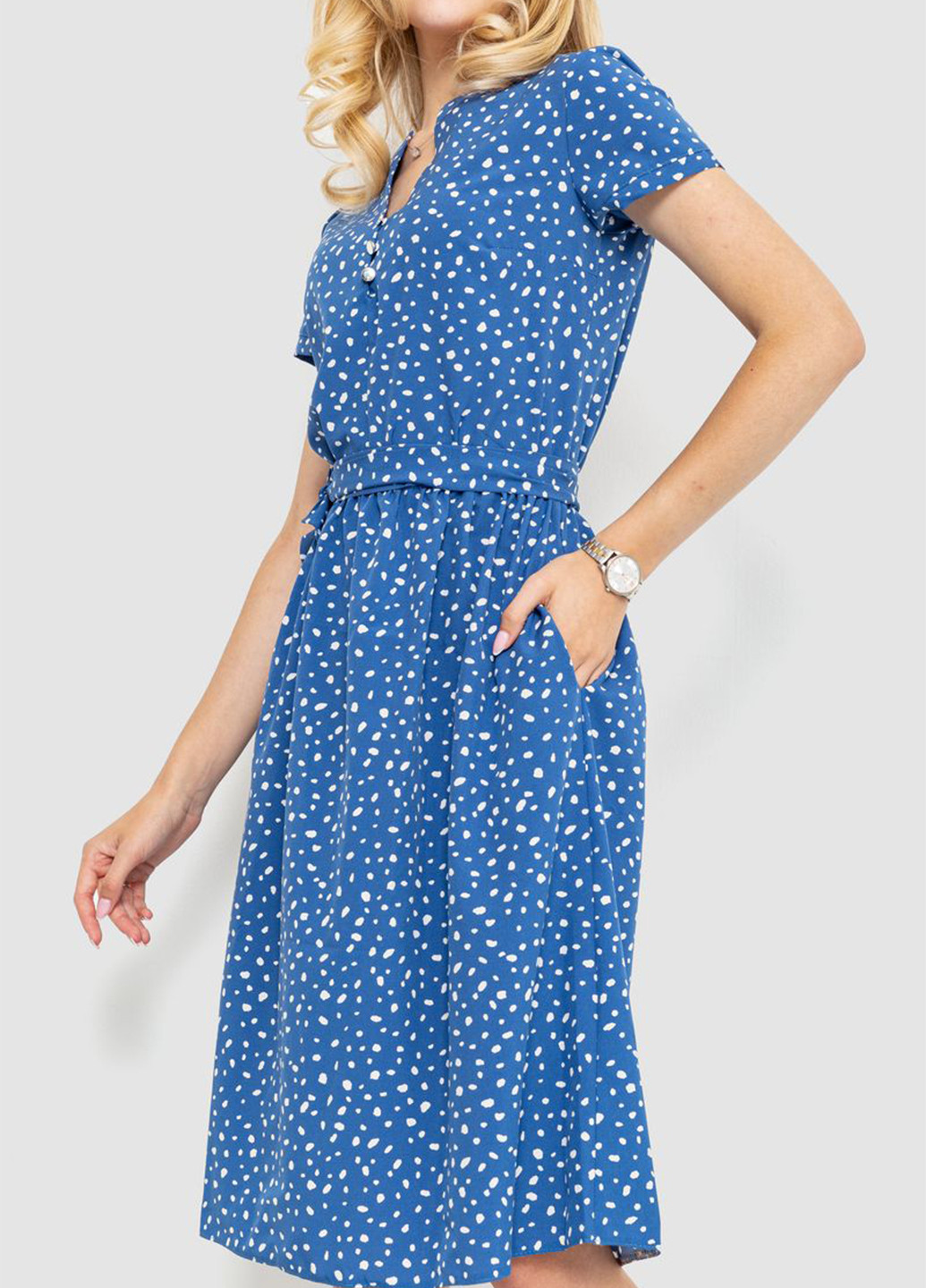 Синее кэжуал платье клеш Ager с абстрактным узором