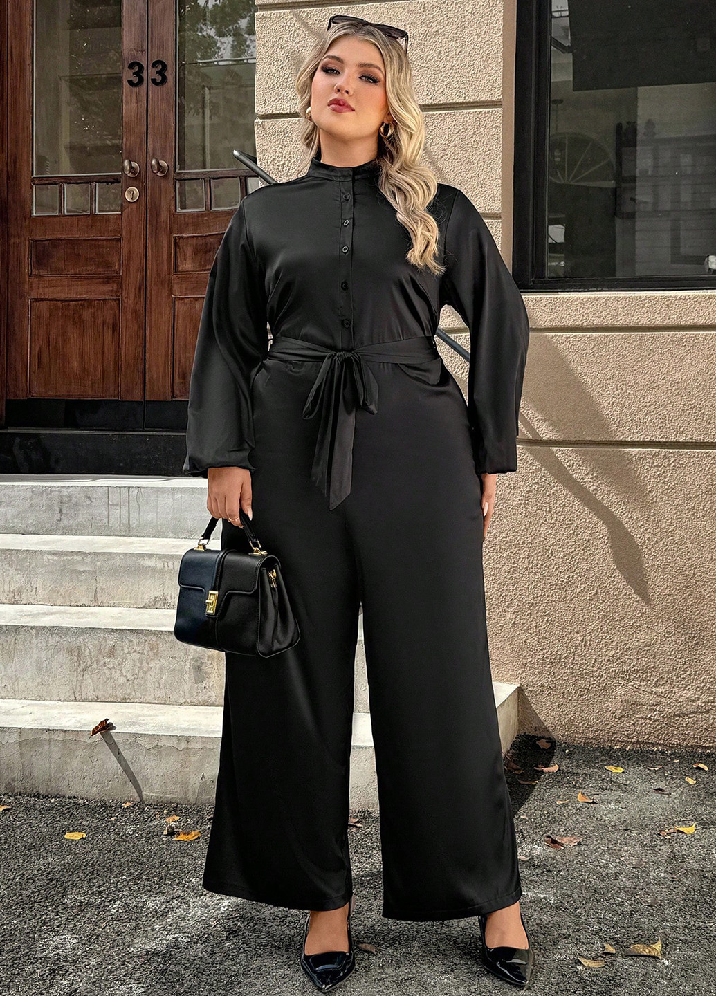 Комбинезон SHEIN комбинезон-брюки однотонный чёрный вечерний, кэжуал полиэстер