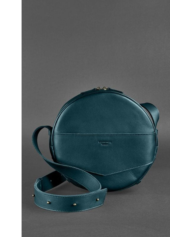 Кожаная женская круглая сумка-рюкзак Maxi зеленая BlankNote однотонна зелена кежуал