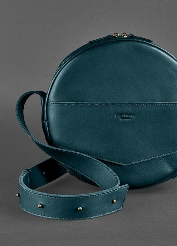 Кожаная женская круглая сумка-рюкзак Maxi зеленая BlankNote однотонна зелена кежуал