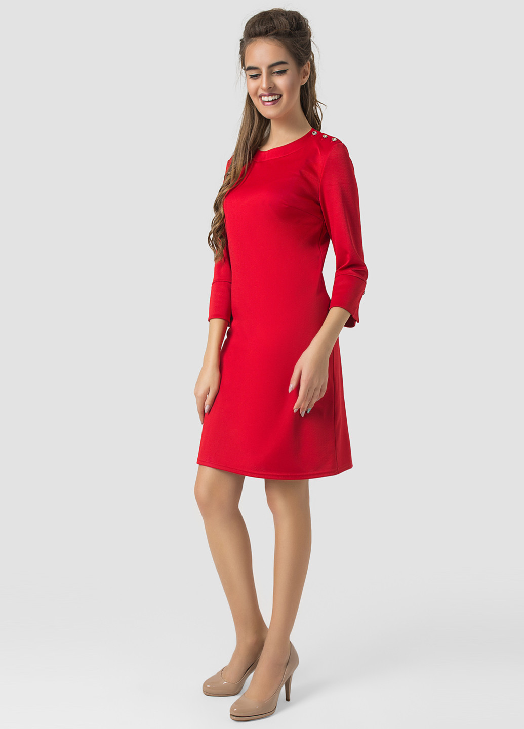 Красное кэжуал платье Azuri однотонное