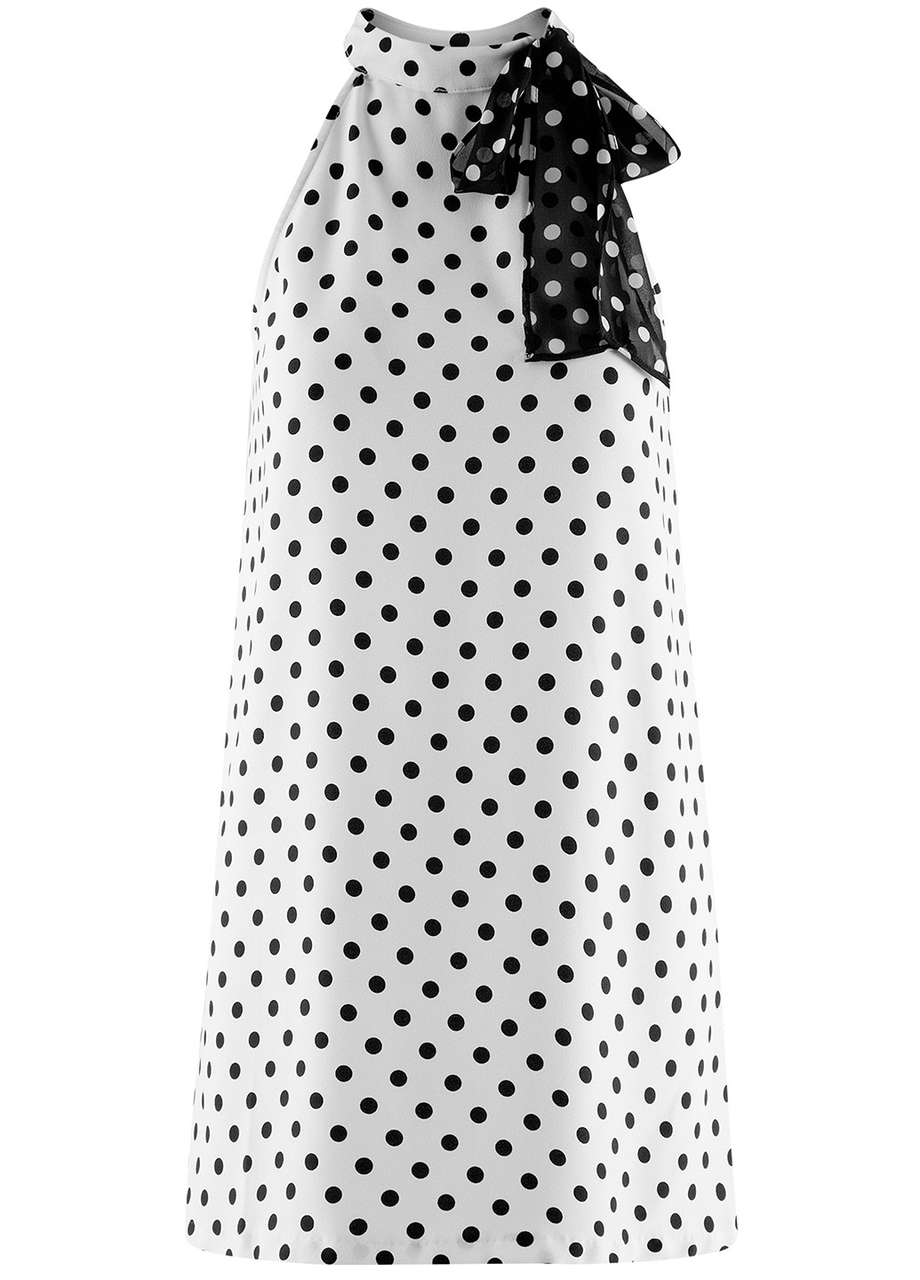 Белое кэжуал платье Oodji в горошек