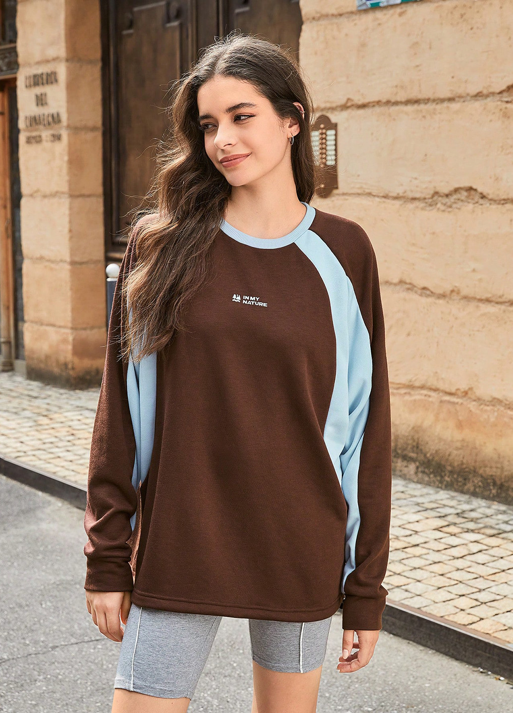 Комбінований світшот SHEIN напис без декору (332389113)