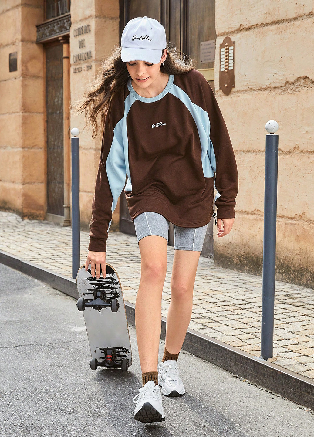 Комбінований світшот SHEIN напис без декору (332389113)