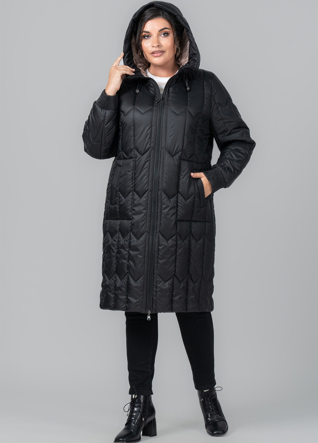 Черное демисезонное Пальто двусторонее A'll Posa