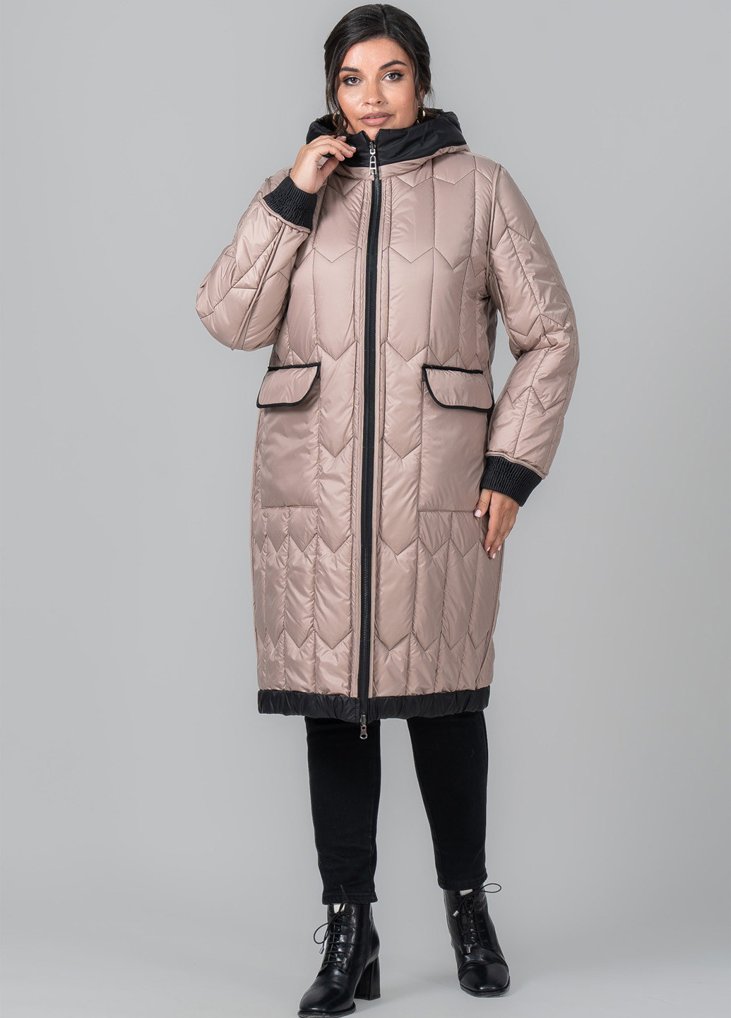 Черное демисезонное Пальто двусторонее A'll Posa