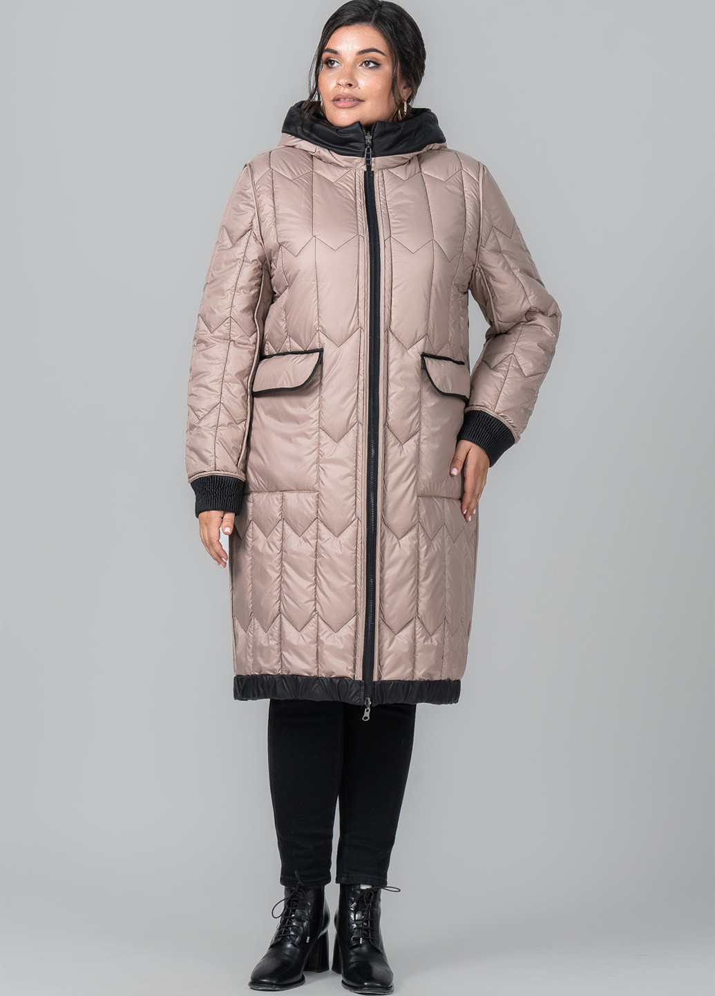 Черное демисезонное Пальто двусторонее A'll Posa