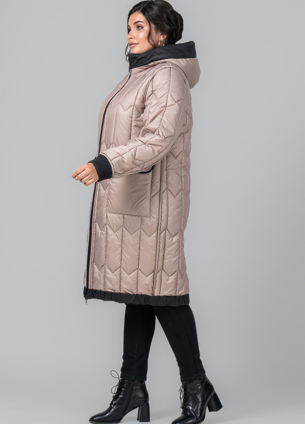 Черное демисезонное Пальто двусторонее A'll Posa