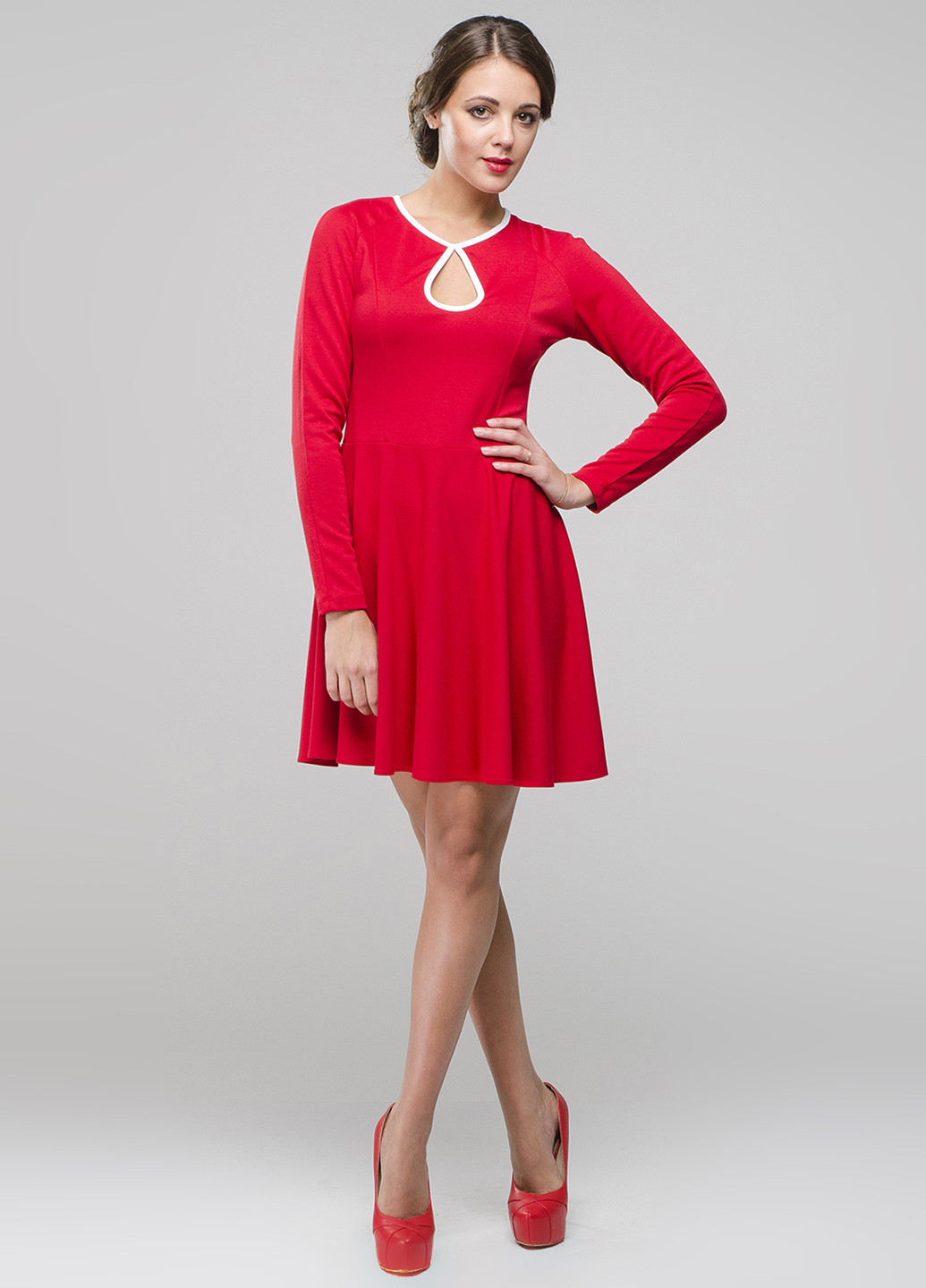 Красное кэжуал платье клеш George Krutienko однотонное