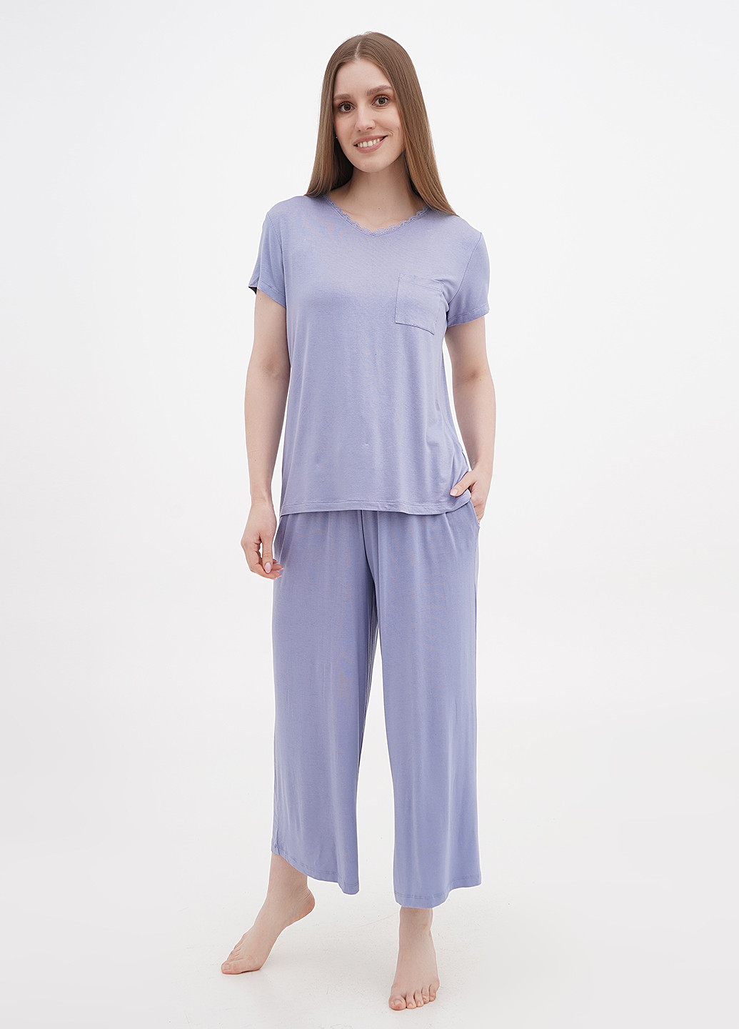 Блакитна всесезон жіноча піжама футболка + штани Esmara