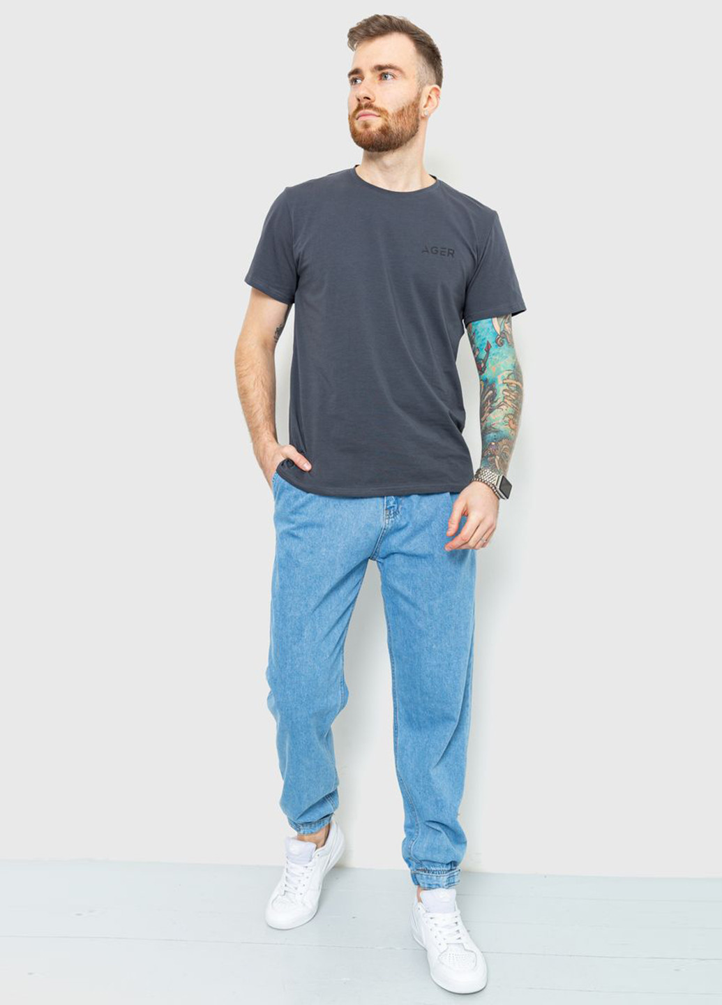 Темно-голубые демисезонные джоггеры джинсы Ager