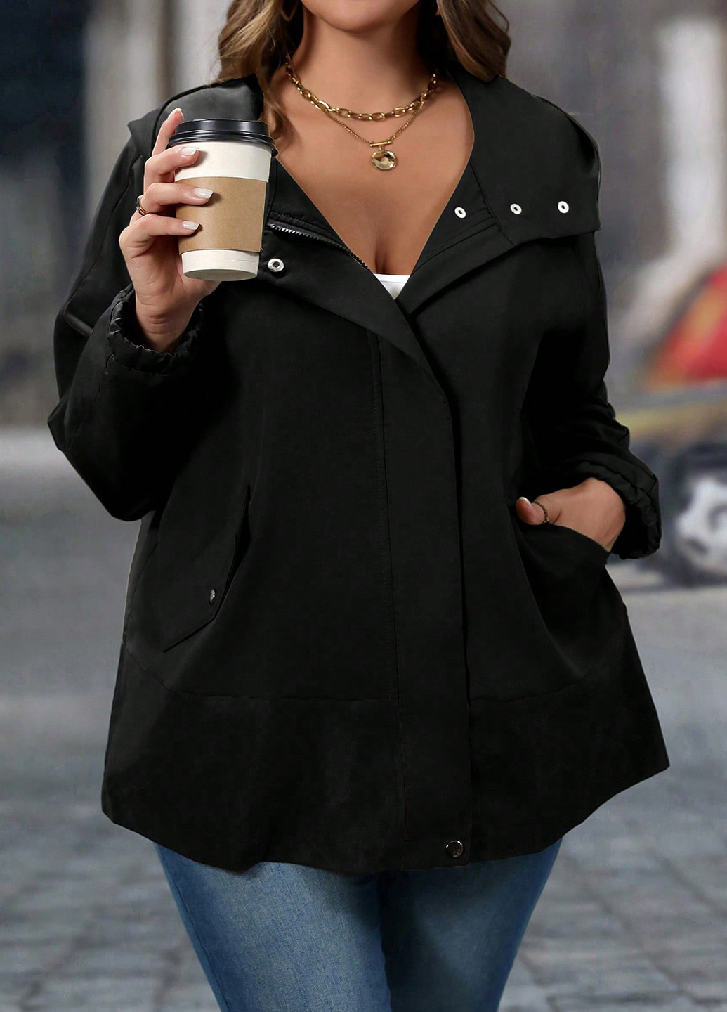 Черная демисезонная куртка SHEIN