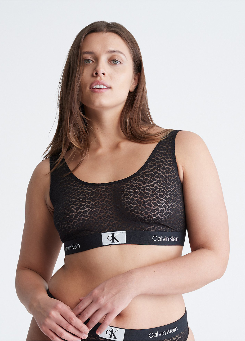 Чёрный бралетт бюстгальтер Calvin Klein без косточек трикотаж, хлопок