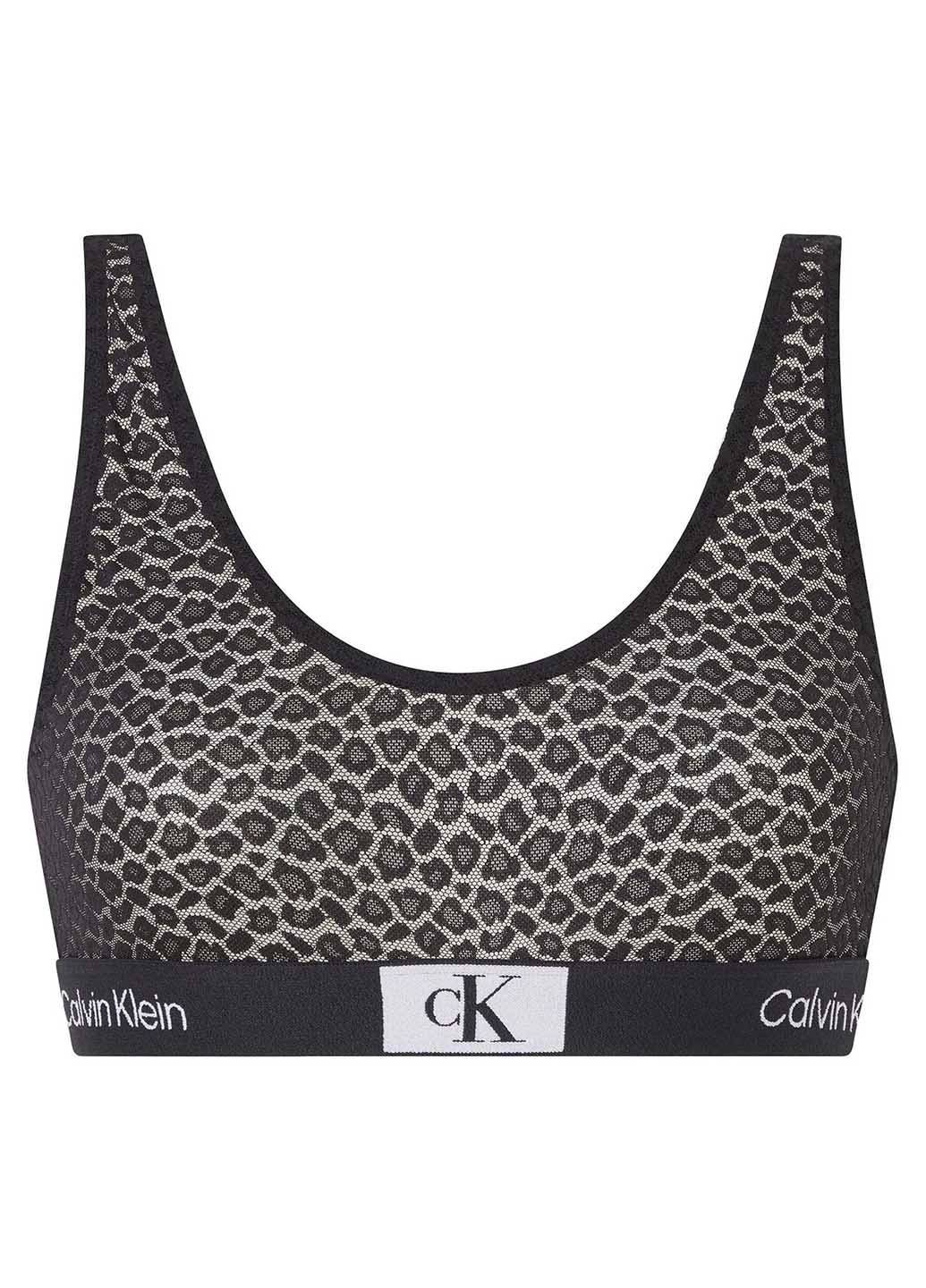 Чёрный бралетт бюстгальтер Calvin Klein без косточек трикотаж, хлопок