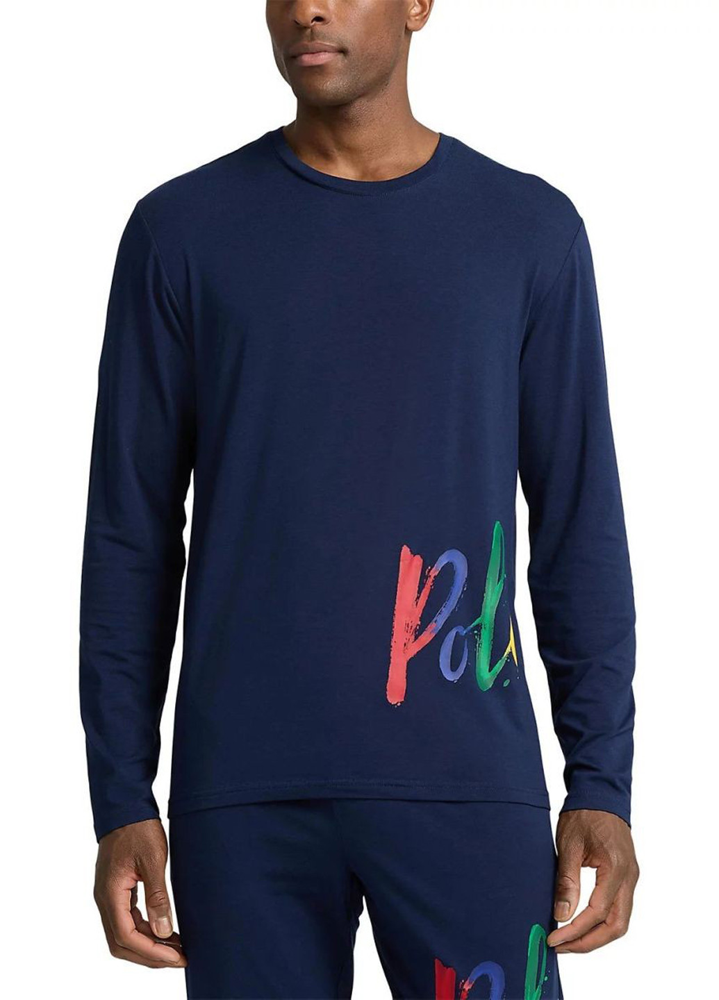 Синий демисезонный кэжуал лонгслив Ralph Lauren с надписями