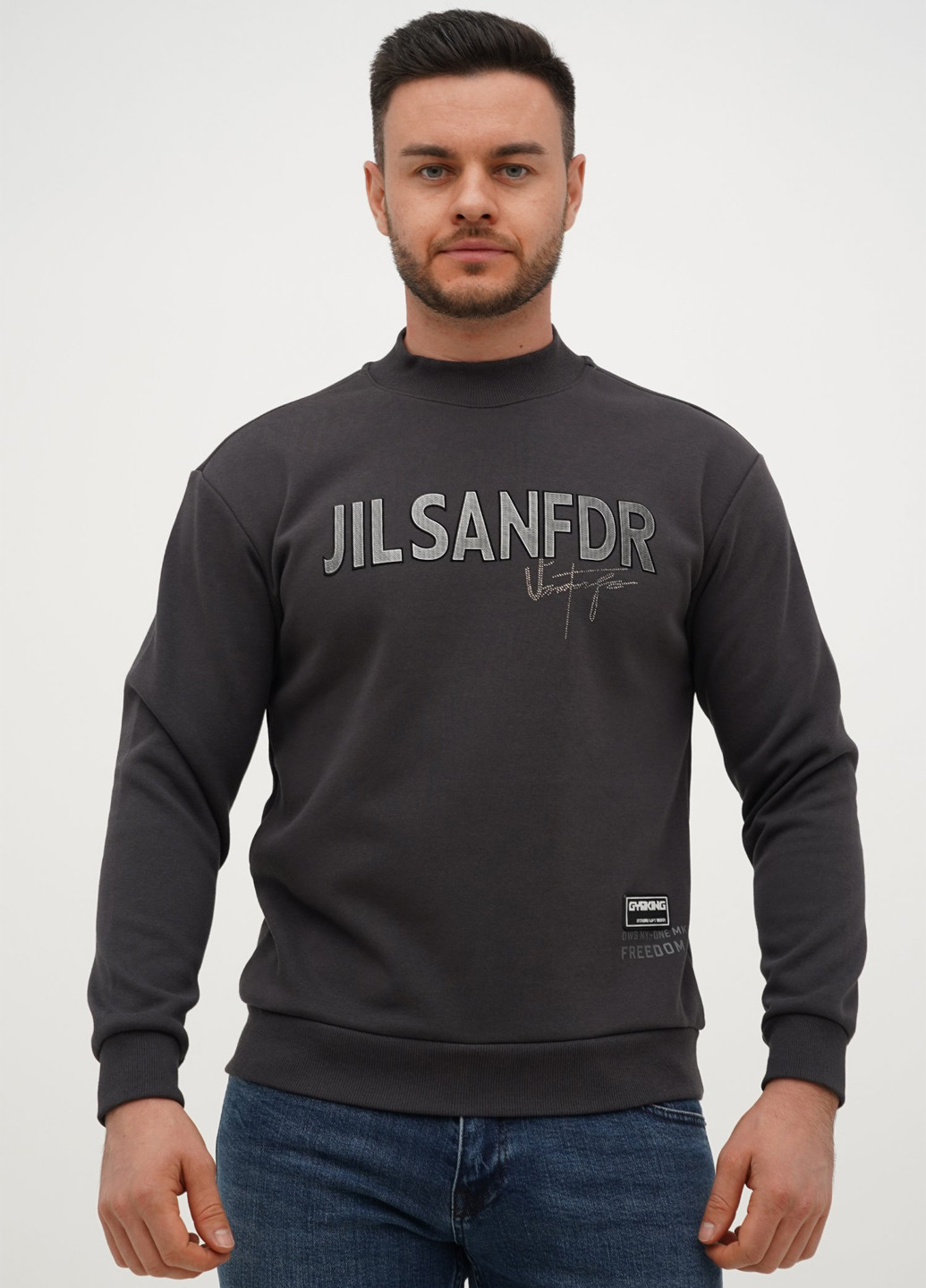 Темно-серый свитшот Trend Collection надпись без декора (305300826)