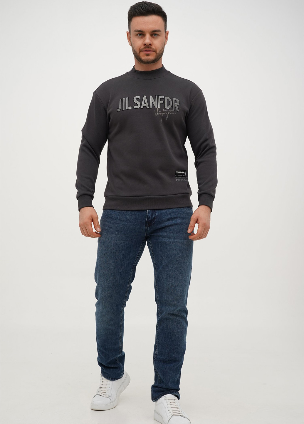 Темно-серый свитшот Trend Collection надпись без декора (305300826)