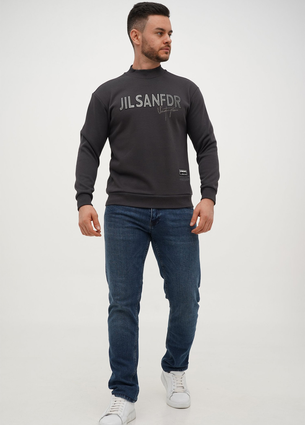 Темно-серый свитшот Trend Collection надпись без декора (305300826)