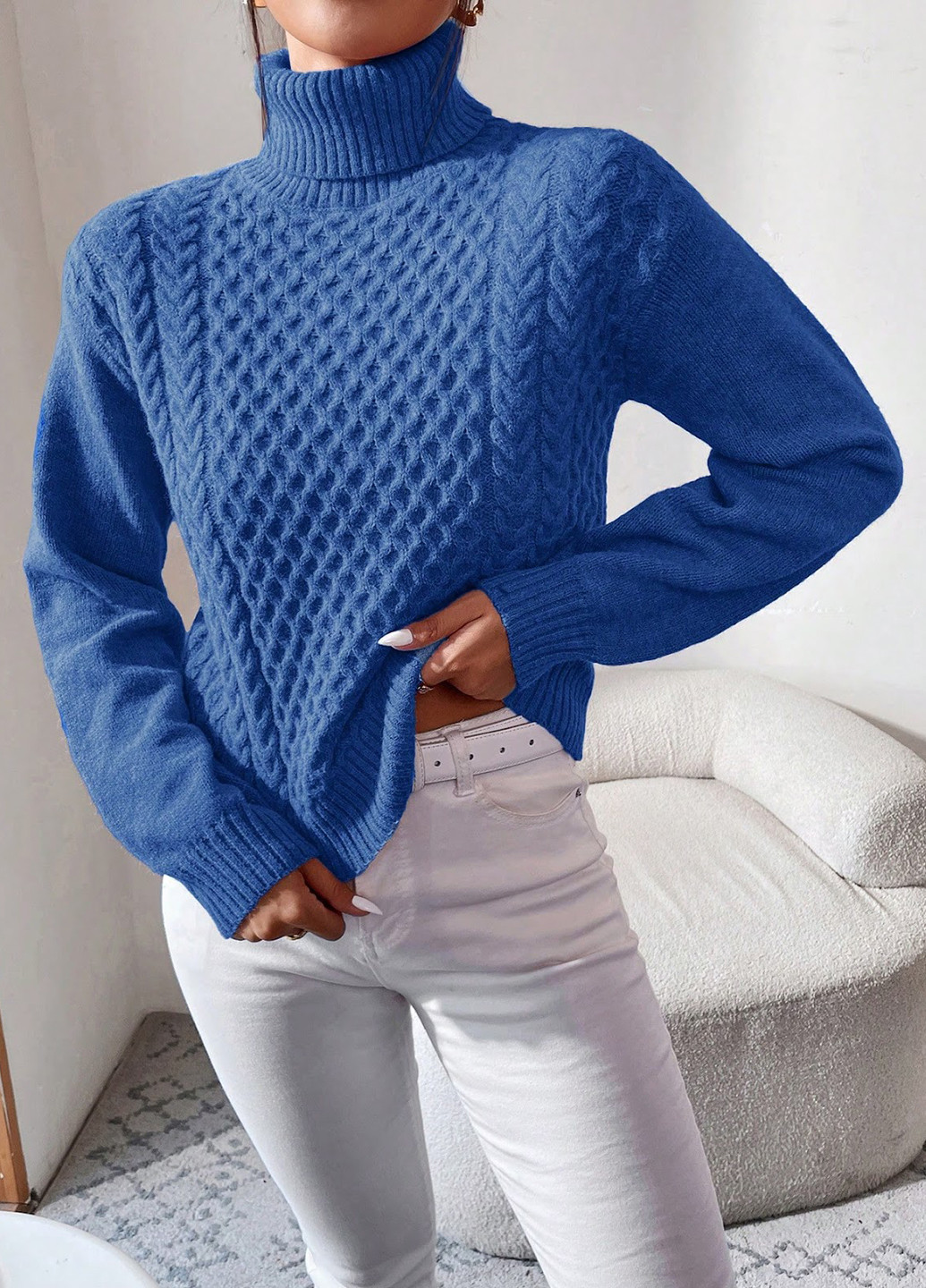 Світло-синій зимовий светр SHEIN