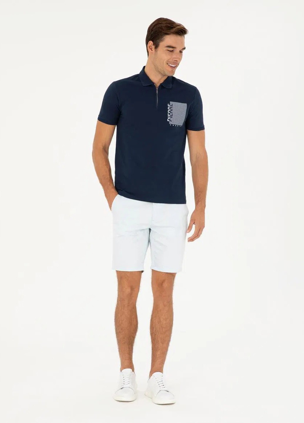 Темно-синяя футболка-поло для мужчин Pierre Cardin с надписью