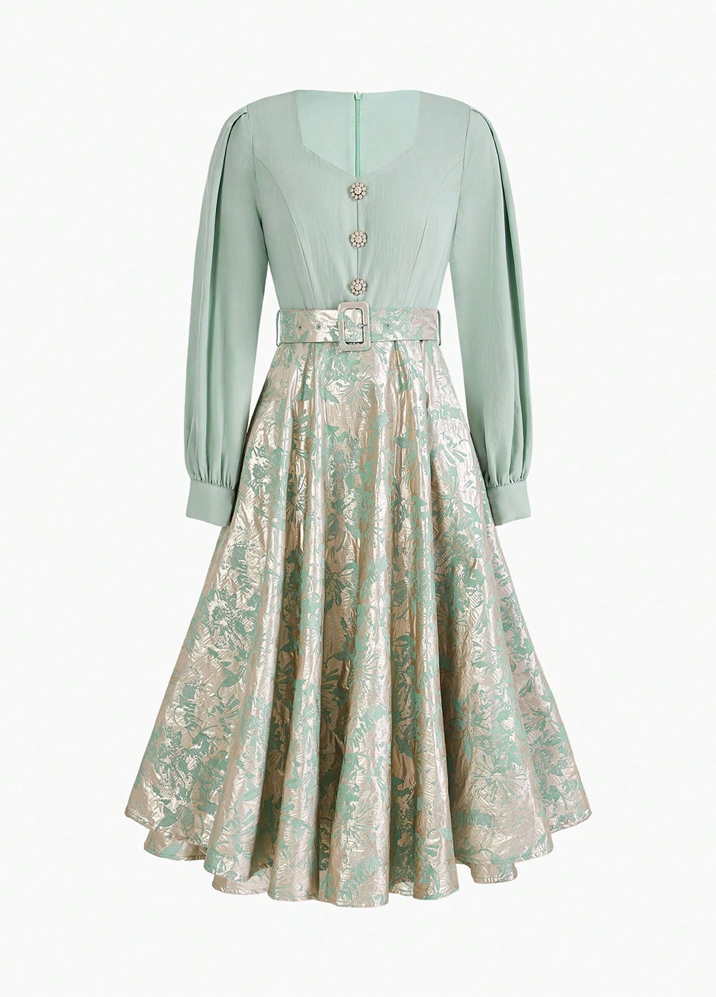 Светло-зеленое кэжуал, праздничный платье колокол SHEIN с рисунком