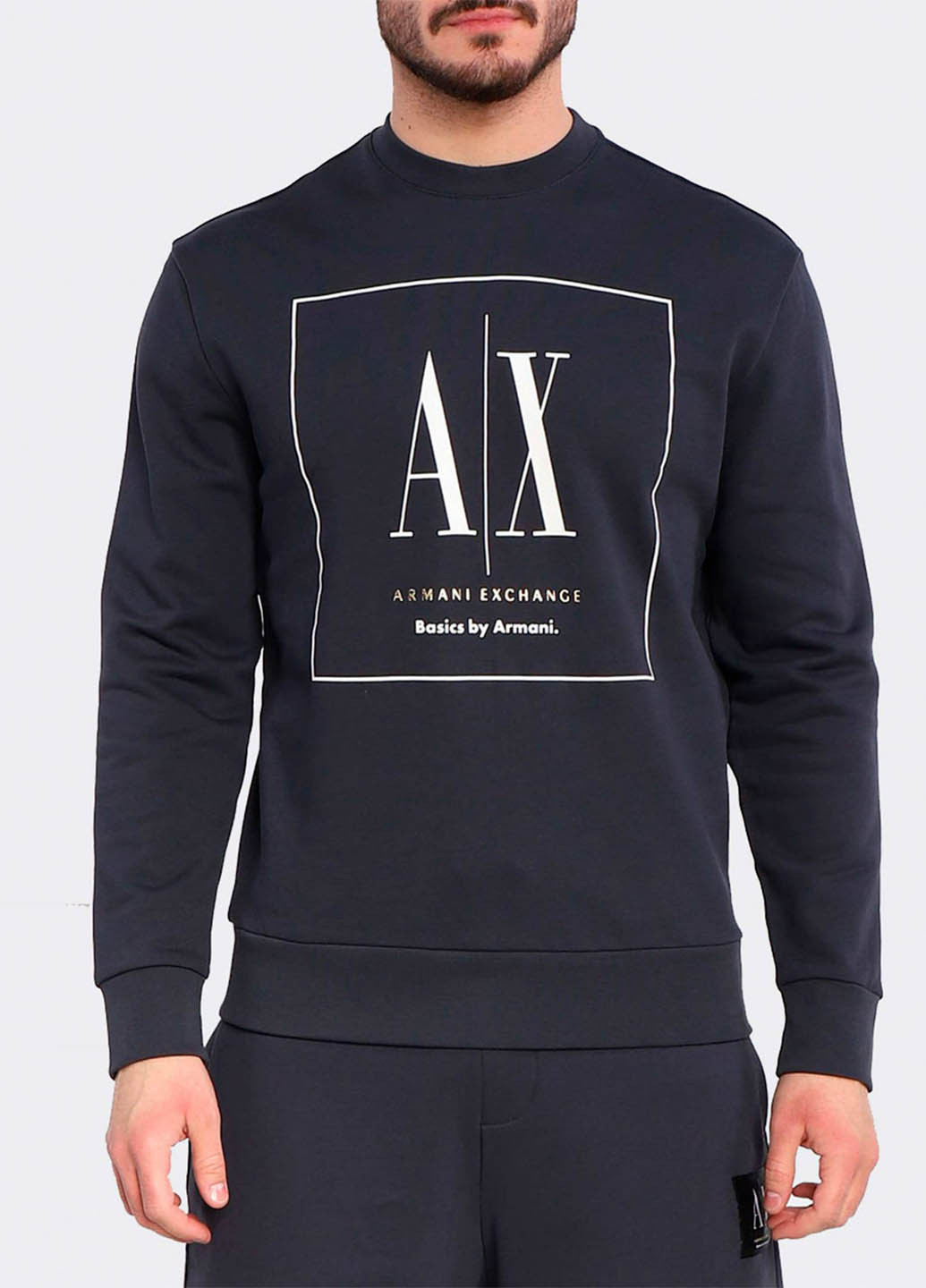 Темно-синий свитшот Armani Exchange логотип без декора (365686671)