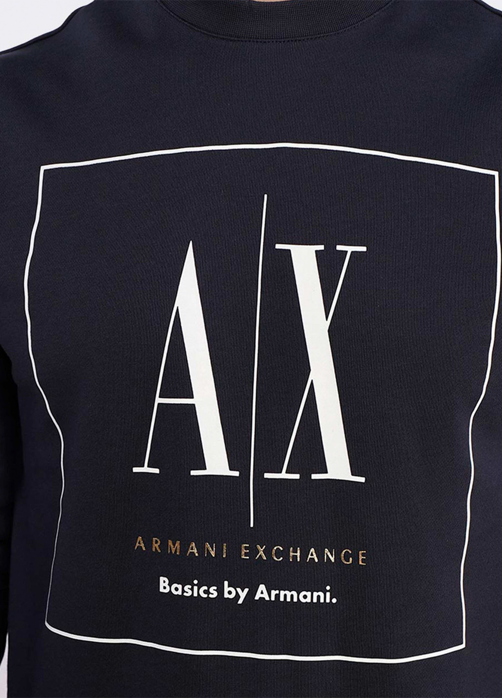 Темно-синий свитшот Armani Exchange логотип без декора (365686671)