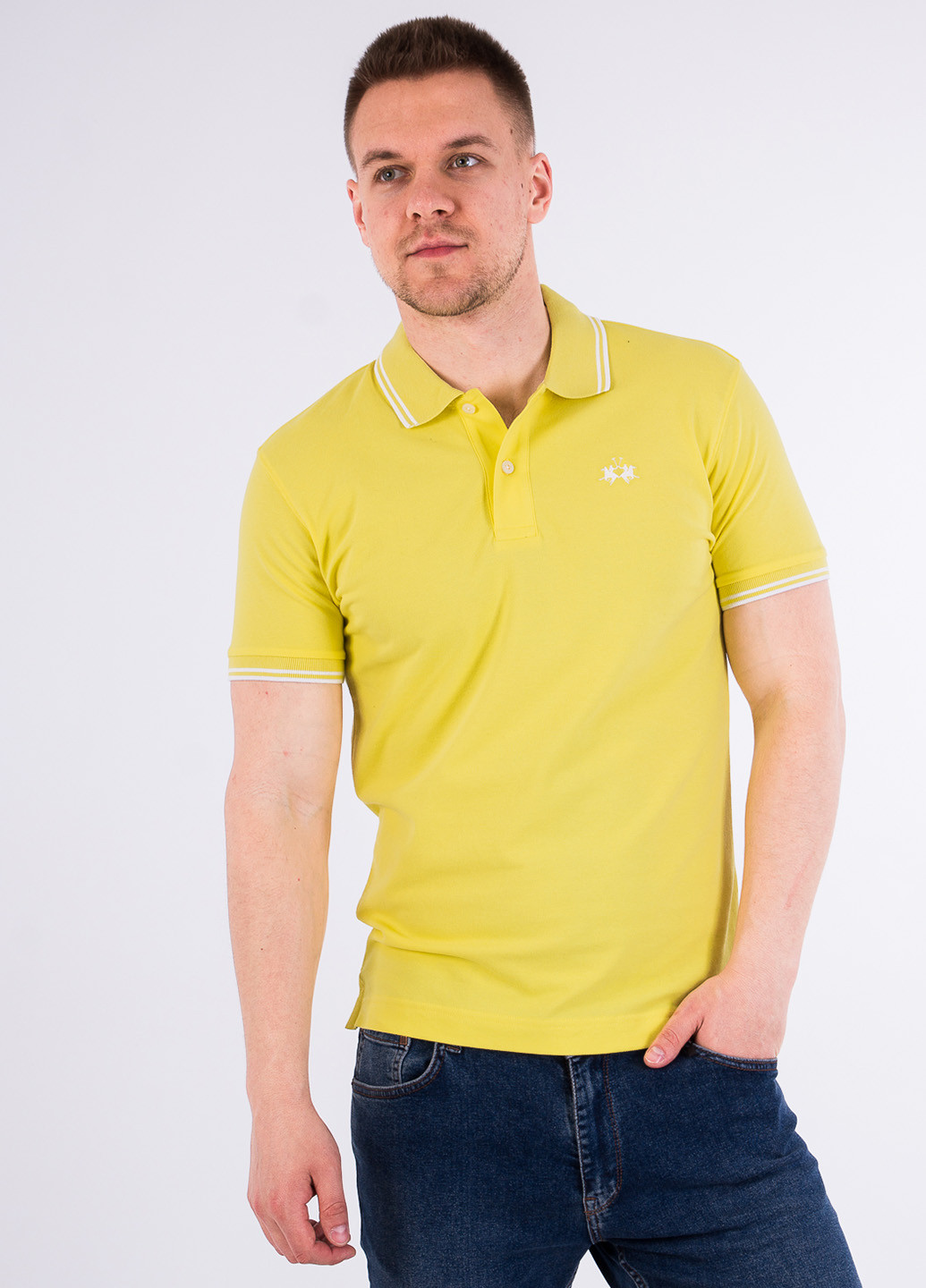 Желтая футболка-поло для мужчин La Martina однотонная