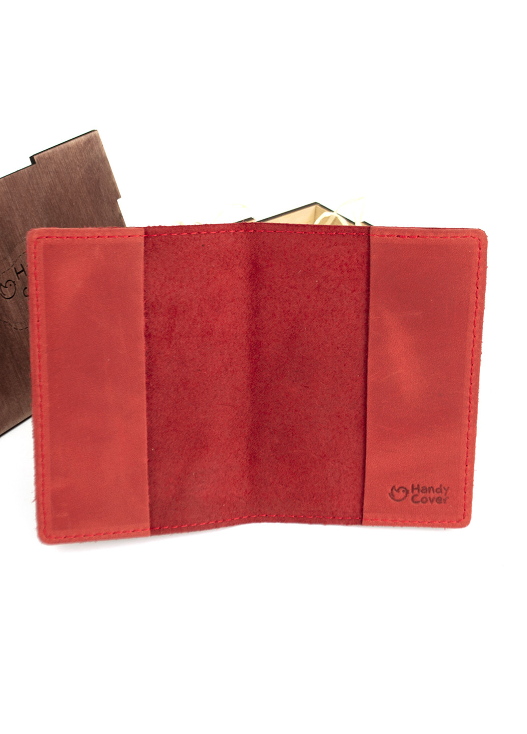 Женский подарочный набор в коробке №46 красный (ключница, обложка на документы и паспорт) HandyCover (227723567)
