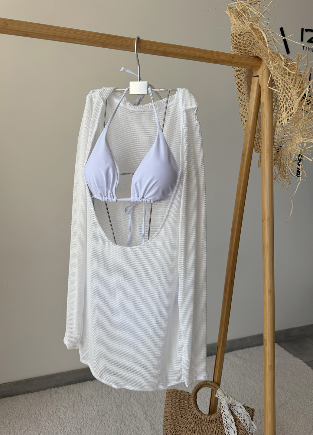 Білий літній купальник (ліф, трусики, туніка) бікіні, роздільний NOVA VEGA