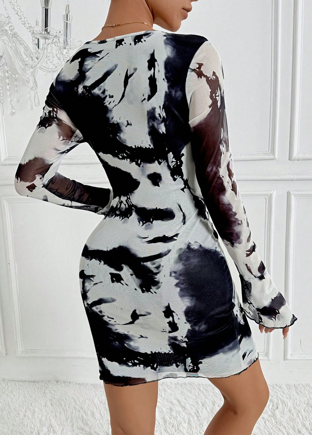 Комбинированное кэжуал платье силуэтная SHEIN тай-дай