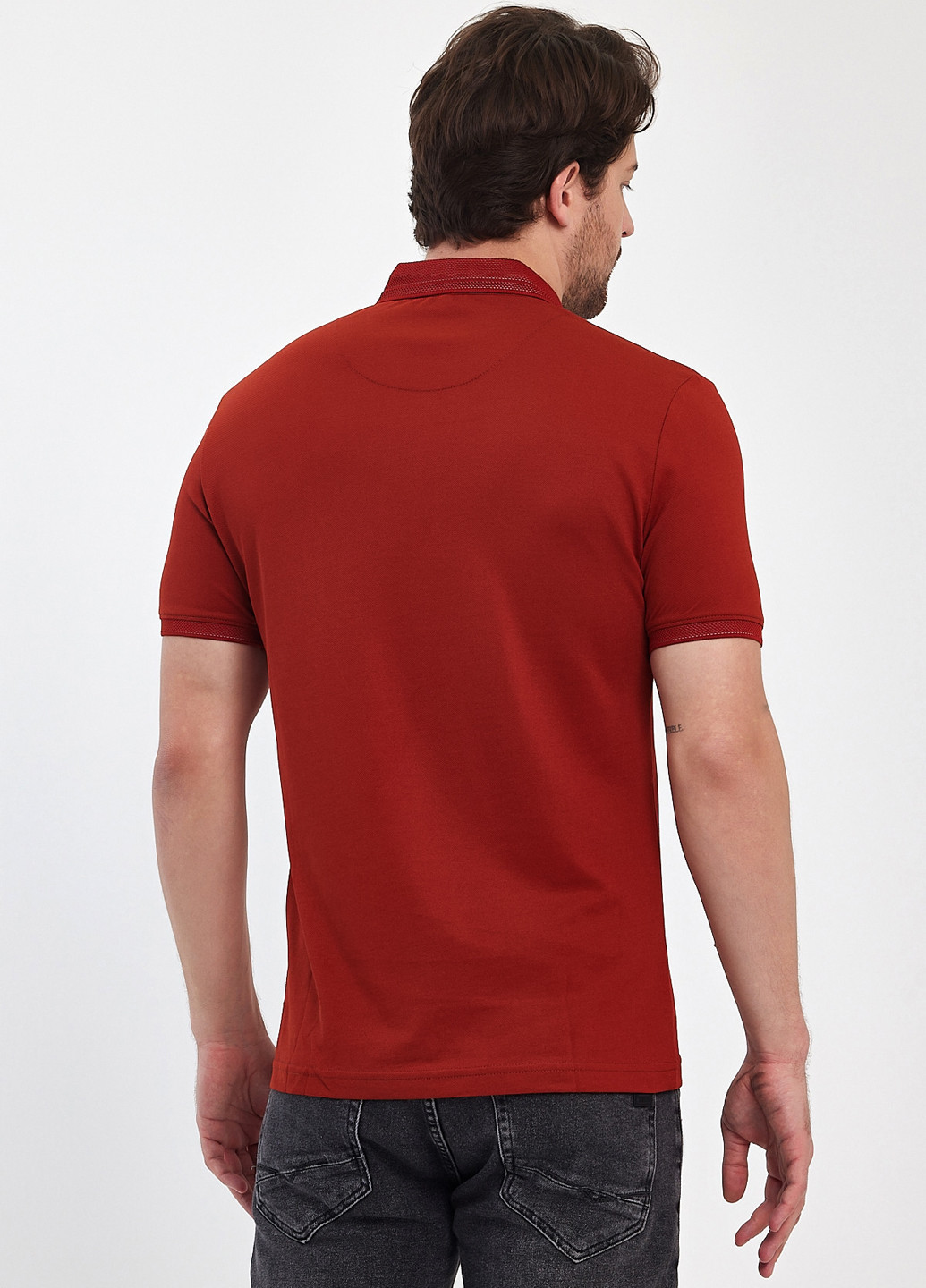 Терракотовая футболка-поло для мужчин Trend Collection однотонная