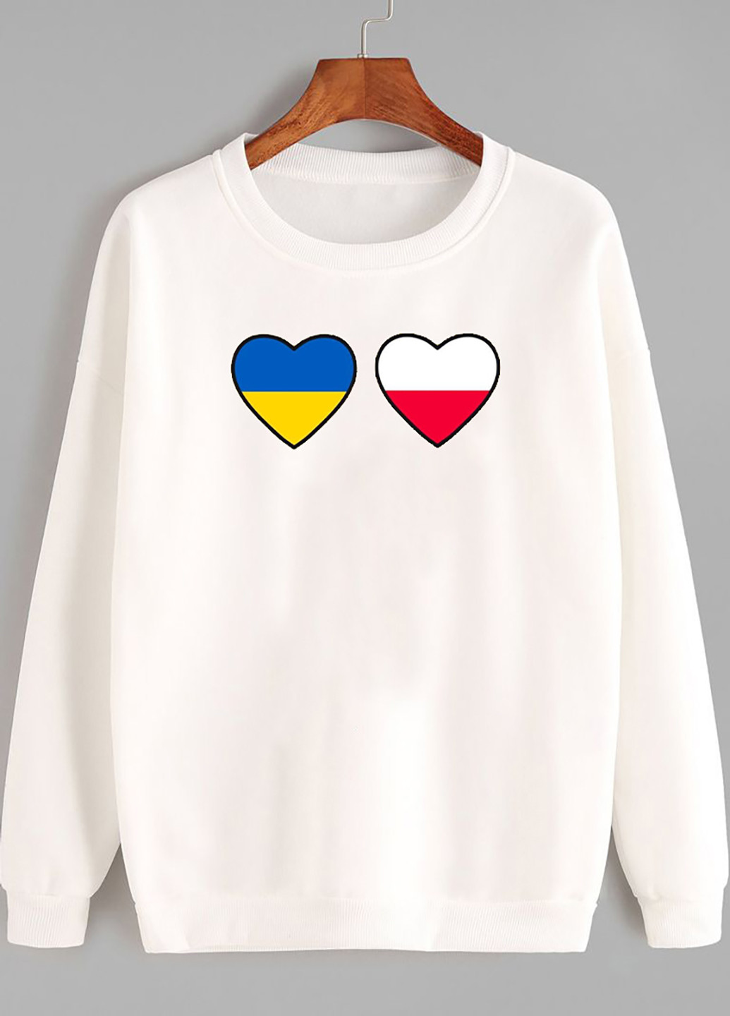Світшот жіночий білий Ukraina Polska Love&Live - крій малюнок білий кежуал - (252834351)
