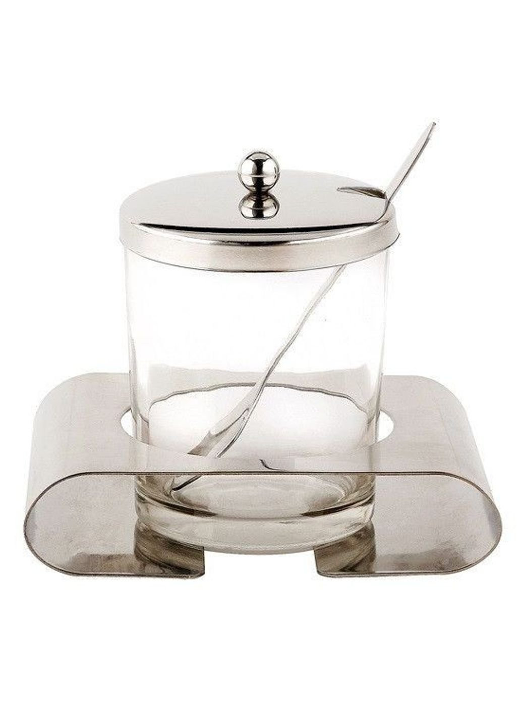 Сахарница 200мл из нержавеющей стали и сктекла с ложечкой и крышкой (a7005) Kamille (253786997)