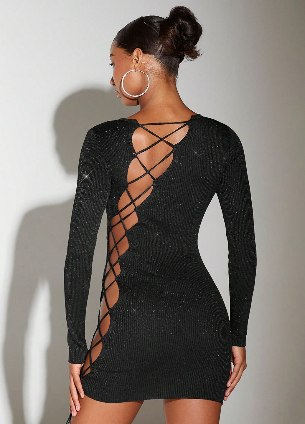 Чорна кежуал сукня силуетна, сукня светр SHEIN однотонна