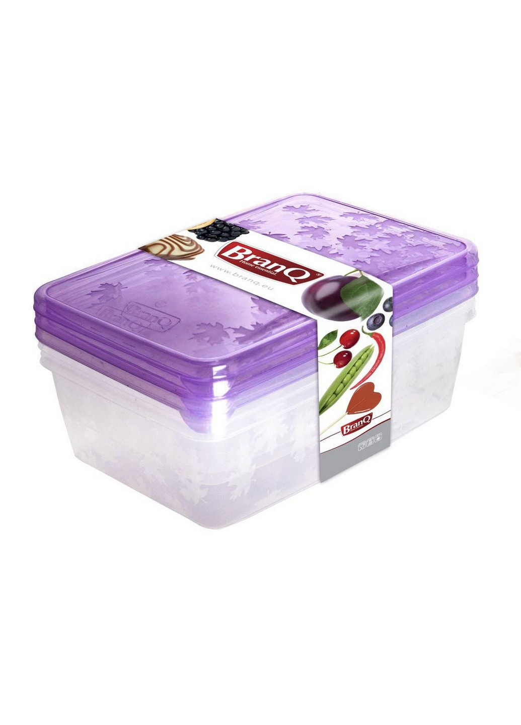 Комплект емкостей для морозилки RUKKOLA 3 шт. (2х0.9л+1.35л) с фиолетовыми крышками (BRQ -1135.3) Branq (216708586)