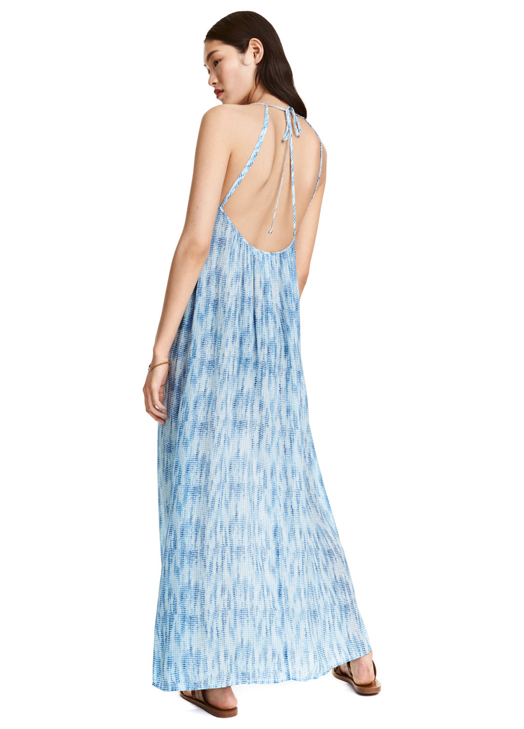 Голубое кэжуал платье H&M с абстрактным узором