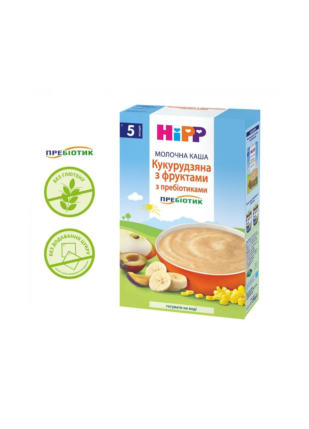 Дитяча каша молочна Кукурудзяна з фруктами з пребіотиками 250 гр (1424133) Hipp (254084316)