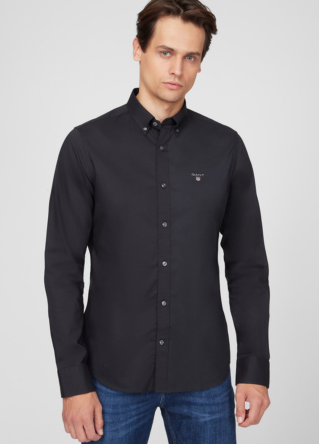 Черная кэжуал рубашка с логотипом Gant