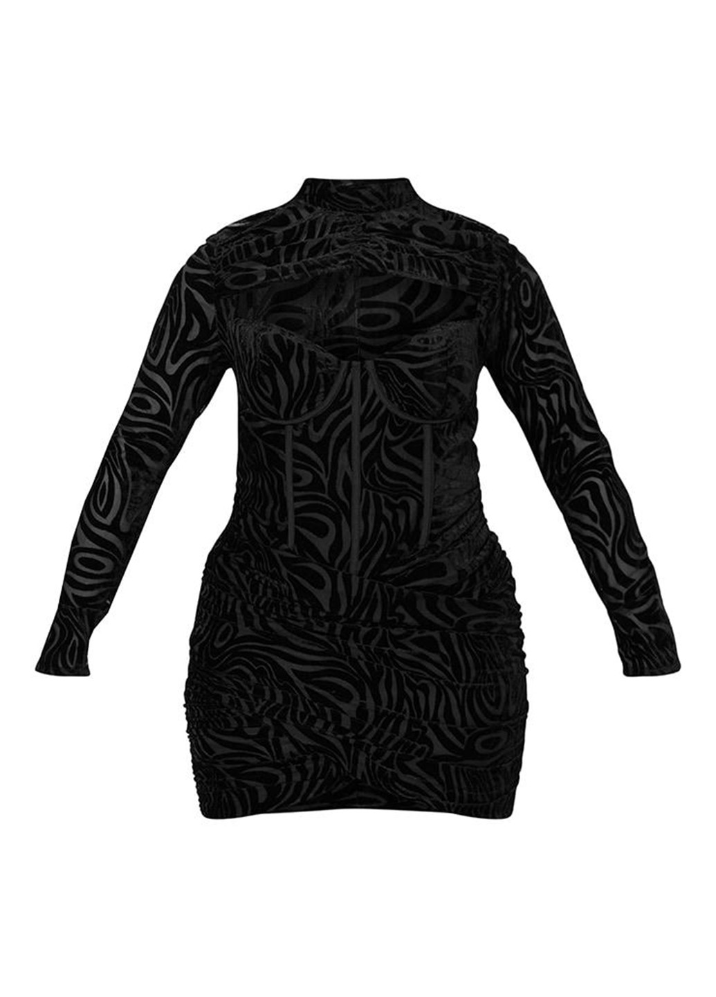 Черное коктейльное платье футляр PrettyLittleThing с рисунком