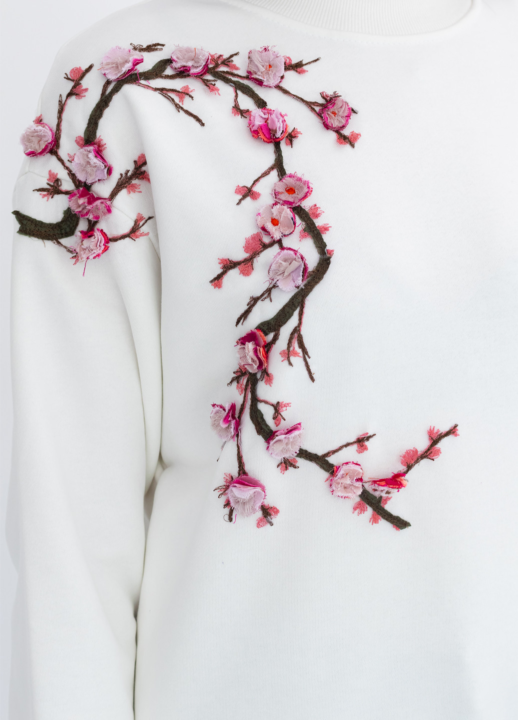 Білий світшот Nora Kvittin однотонний вишивка, аплікація (301079910)