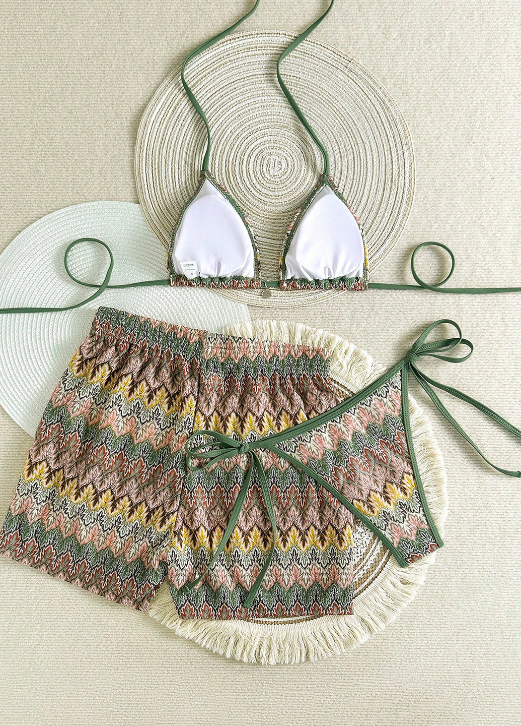 Комбінований літній купальник (ліф, трусики, шорти) бікіні, роздільний SHEIN